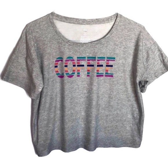 3/$25 🍄 SO Super Soft Gray COFFEE Graphic Tee Size Small - Picture 1 of 4